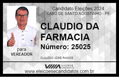 Candidato CLAUDIO DA FARMACIA 2024 - CABO DE SANTO AGOSTINHO - Eleições