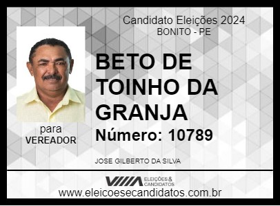 Candidato BETO DE TOINHO 2024 - BONITO - Eleições