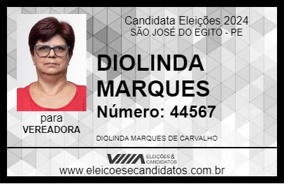 Candidato DIOLINDA MARQUES 2024 - SÃO JOSÉ DO EGITO - Eleições