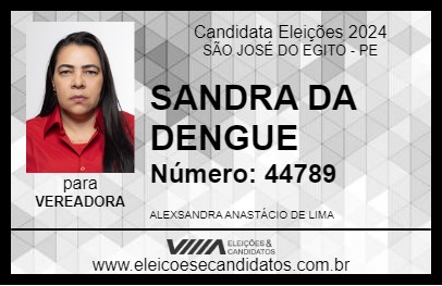 Candidato SANDRA DA DENGUE 2024 - SÃO JOSÉ DO EGITO - Eleições