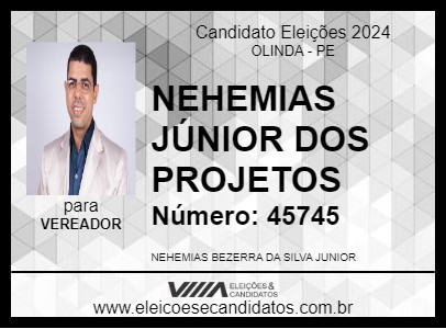 Candidato NEHEMIAS JÚNIOR DOS PROJETOS 2024 - OLINDA - Eleições