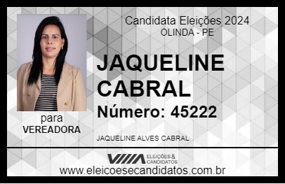 Candidato JAQUELINE CABRAL 2024 - OLINDA - Eleições