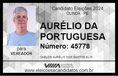 Candidato AURÉLIO DA PORTUGUESA 2024 - OLINDA - Eleições