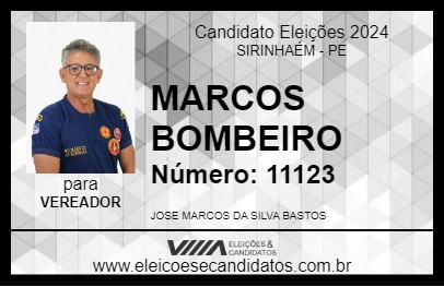 Candidato MARCOS BOMBEIRO 2024 - SIRINHAÉM - Eleições