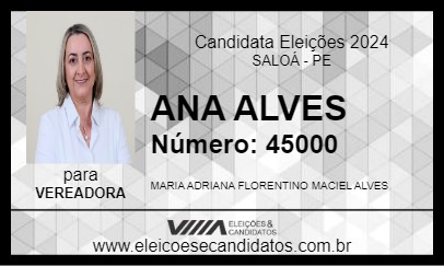 Candidato ANA ALVES 2024 - SALOÁ - Eleições