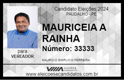 Candidato MAURICEIA A RAINHA 2024 - PAUDALHO - Eleições