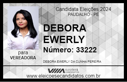 Candidato DEBORA EWERLY 2024 - PAUDALHO - Eleições