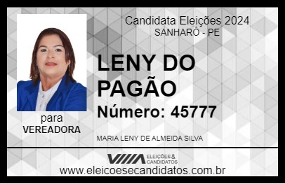 Candidato LENY DO PAGÃO 2024 - SANHARÓ - Eleições