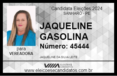 Candidato JAQUELINE GASOLINA 2024 - SANHARÓ - Eleições