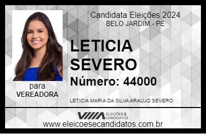 Candidato LETICIA SEVERO 2024 - BELO JARDIM - Eleições