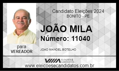 Candidato JOÃO MILA 2024 - BONITO - Eleições