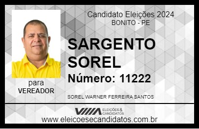 Candidato SARGENTO SOREL 2024 - BONITO - Eleições