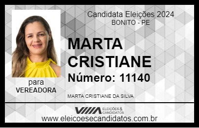 Candidato MARTA CRISTIANE 2024 - BONITO - Eleições