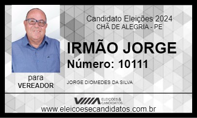 Candidato IRMÃO JORGE 2024 - CHÃ DE ALEGRIA - Eleições