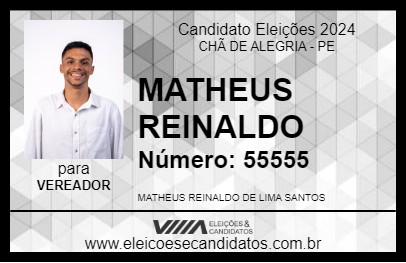 Candidato MATHEUS REINALDO 2024 - CHÃ DE ALEGRIA - Eleições