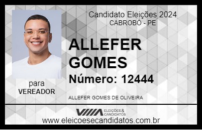 Candidato ALLEFER GOMES 2024 - CABROBÓ - Eleições