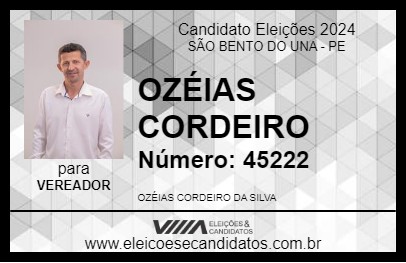 Candidato OZÉIAS CORDEIRO 2024 - SÃO BENTO DO UNA - Eleições