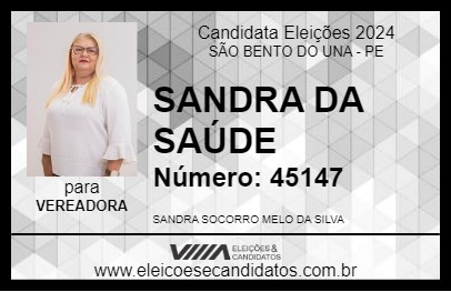 Candidato SANDRA DA PIMENTA 2024 - SÃO BENTO DO UNA - Eleições