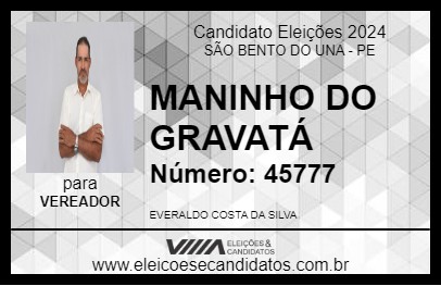 Candidato MANINHO DO GRAVATÁ 2024 - SÃO BENTO DO UNA - Eleições