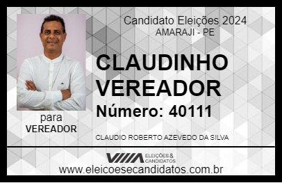 Candidato CLAUDINHO VEREADOR 2024 - AMARAJI - Eleições