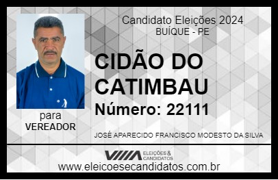 Candidato CIDÃO DO CATIMBAU 2024 - BUÍQUE - Eleições