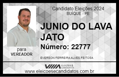 Candidato JUNIO DO LAVA JATO 2024 - BUÍQUE - Eleições