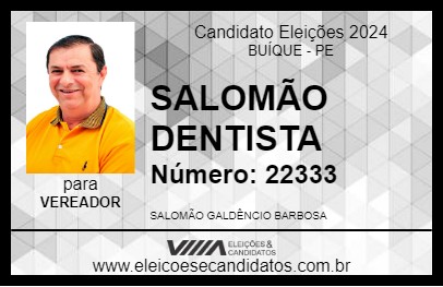 Candidato SALOMÃO DENTISTA 2024 - BUÍQUE - Eleições