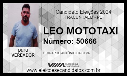 Candidato LEO MOTOTAXI 2024 - TRACUNHAÉM - Eleições