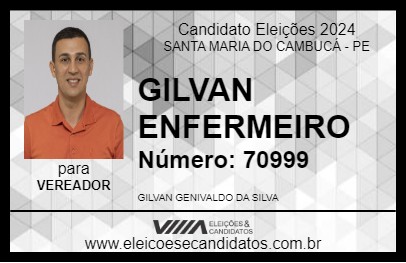 Candidato GILVAN ENFERMEIRO 2024 - SANTA MARIA DO CAMBUCÁ - Eleições