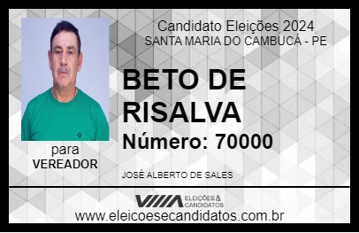 Candidato BETO DE RISALVA 2024 - SANTA MARIA DO CAMBUCÁ - Eleições