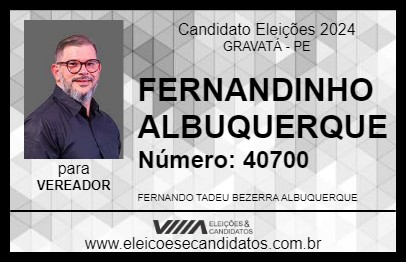 Candidato FERNANDINHO ALBUQUERQUE 2024 - GRAVATÁ - Eleições