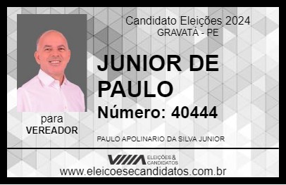 Candidato JUNIOR DE PAULO 2024 - GRAVATÁ - Eleições