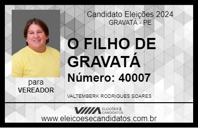 Candidato O FILHO DE GRAVATÁ 2024 - GRAVATÁ - Eleições