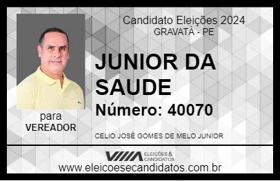 Candidato JÚNIOR CÉLIO DA SAÚDE 2024 - GRAVATÁ - Eleições