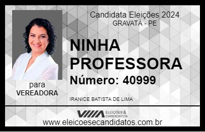 Candidato NINHA PROFESSORA 2024 - GRAVATÁ - Eleições