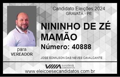 Candidato NININHO DE ZÉ MAMÃO 2024 - GRAVATÁ - Eleições