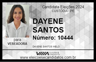 Candidato DAYENE SANTOS 2024 - CUSTÓDIA - Eleições