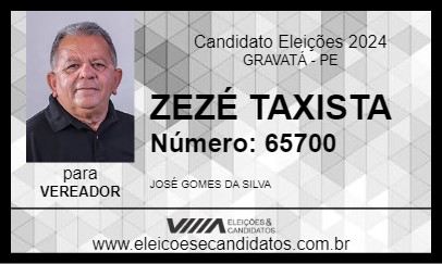 Candidato ZEZÉ TAXISTA 2024 - GRAVATÁ - Eleições