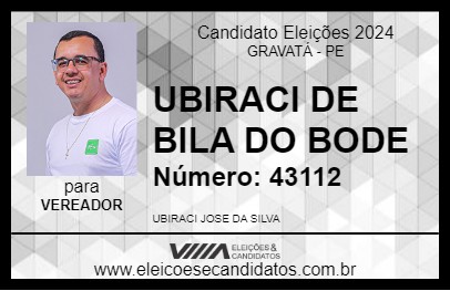 Candidato UBIRACI DE BILA DO BODE 2024 - GRAVATÁ - Eleições