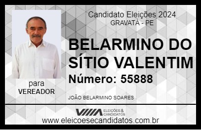 Candidato BELARMINO DO SÍTIO VALENTIM  2024 - GRAVATÁ - Eleições