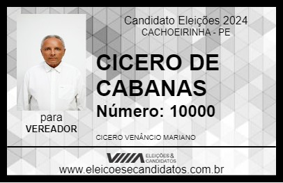 Candidato CICERO DE CABANAS 2024 - CACHOEIRINHA - Eleições