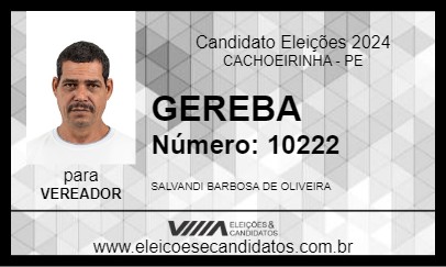 Candidato GEREBA 2024 - CACHOEIRINHA - Eleições