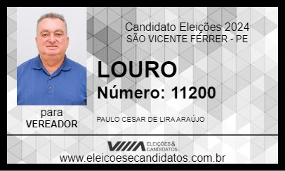 Candidato LOURO 2024 - SÃO VICENTE FÉRRER - Eleições