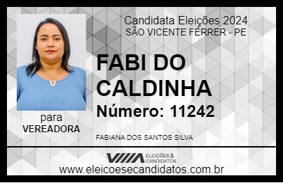 Candidato FABI DO CALDINHA 2024 - SÃO VICENTE FÉRRER - Eleições