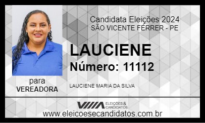 Candidato LAUCIENE 2024 - SÃO VICENTE FÉRRER - Eleições