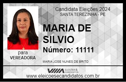 Candidato MARIA DE SILVIO 2024 - SANTA TEREZINHA - Eleições