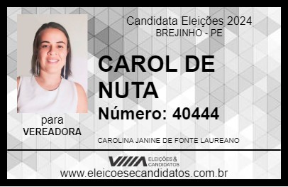 Candidato CAROL DE NUTA 2024 - BREJINHO - Eleições