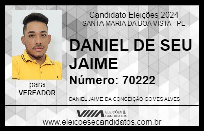 Candidato DANIEL DE SEU JAIME 2024 - SANTA MARIA DA BOA VISTA - Eleições