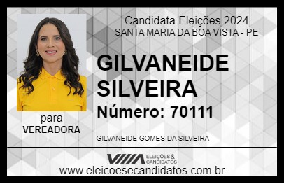 Candidato GILVANEIDE SILVEIRA 2024 - SANTA MARIA DA BOA VISTA - Eleições