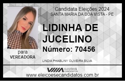 Candidato LIDINHA DE JUCELINO 2024 - SANTA MARIA DA BOA VISTA - Eleições